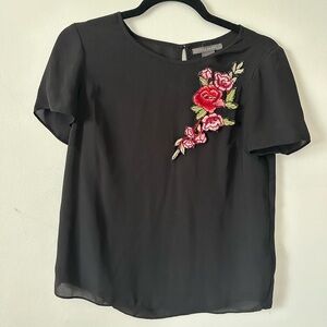 Black Blouse with Floral Embrodery